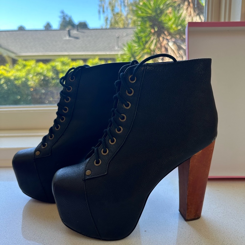 Jeffrey Campbell Black Leather Lita
